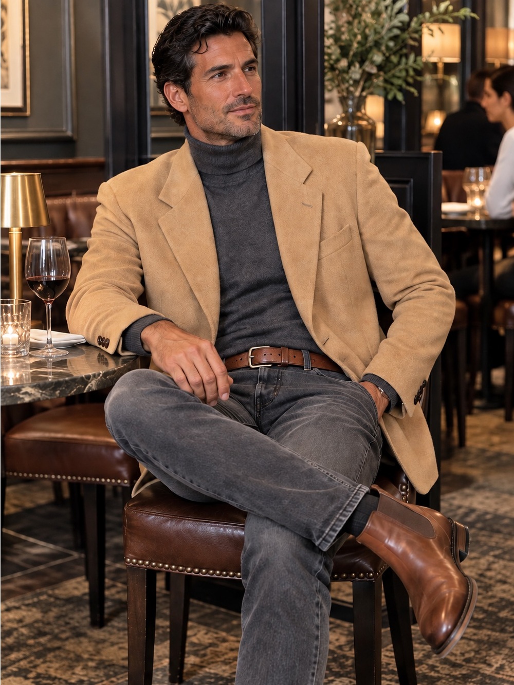 Vintage Men's Classic Camel Blazer - Sophisticated Tailored Jacket 42R